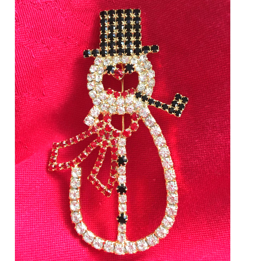 VINTAGE SPARKLING SNOWMAN PIN